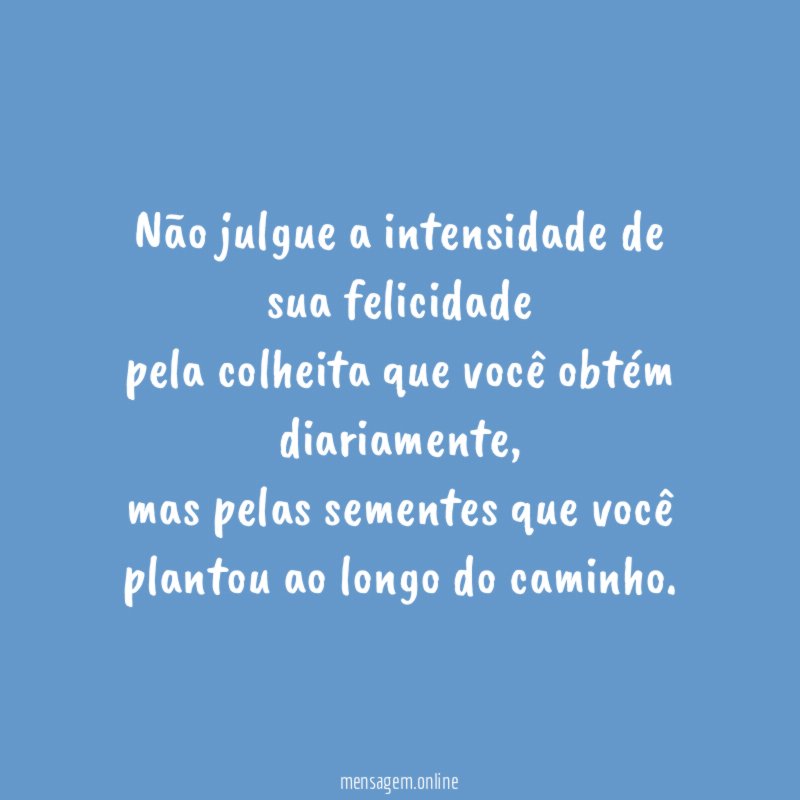 Não julgue a intensidade de sua felicidade pela colheita