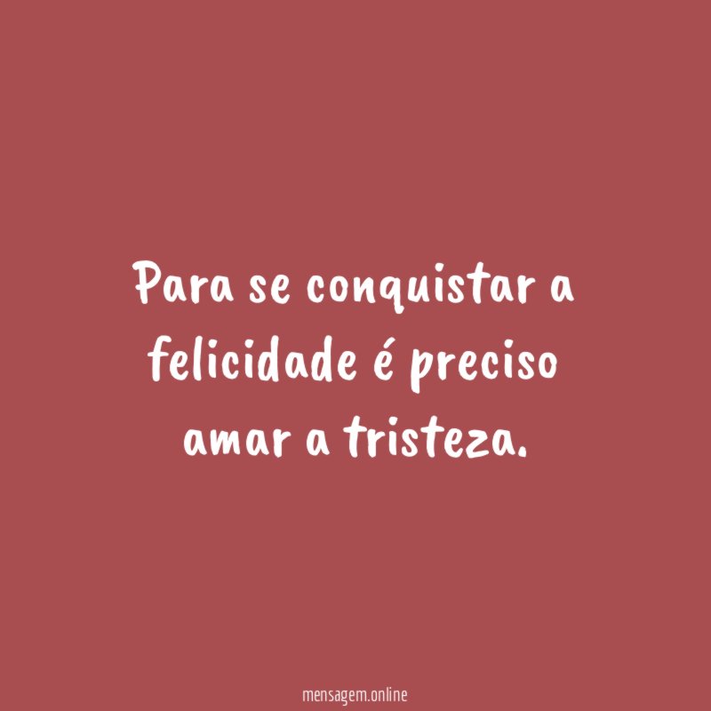 Para se conquistar a felicidade é preciso amar a tristeza