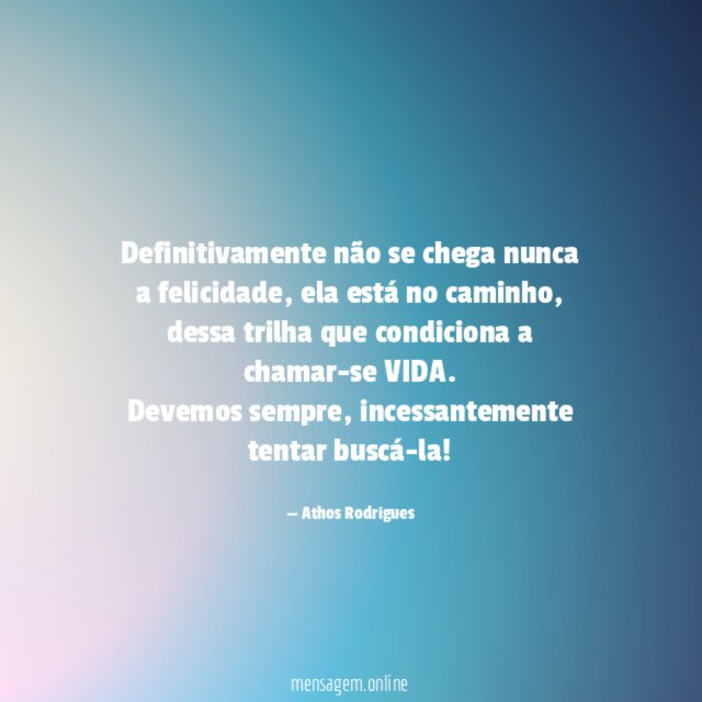 Definitivamente não se chega nunca a felicidade