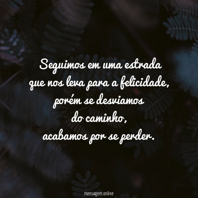 Seguimos em uma estrada que nos leva para a felicidade