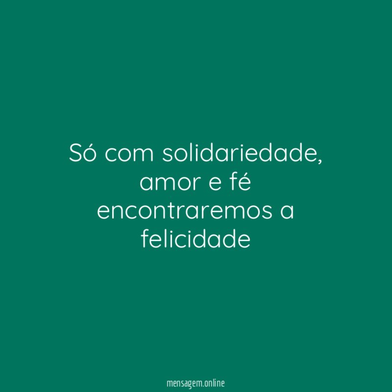 Só com solidariedade