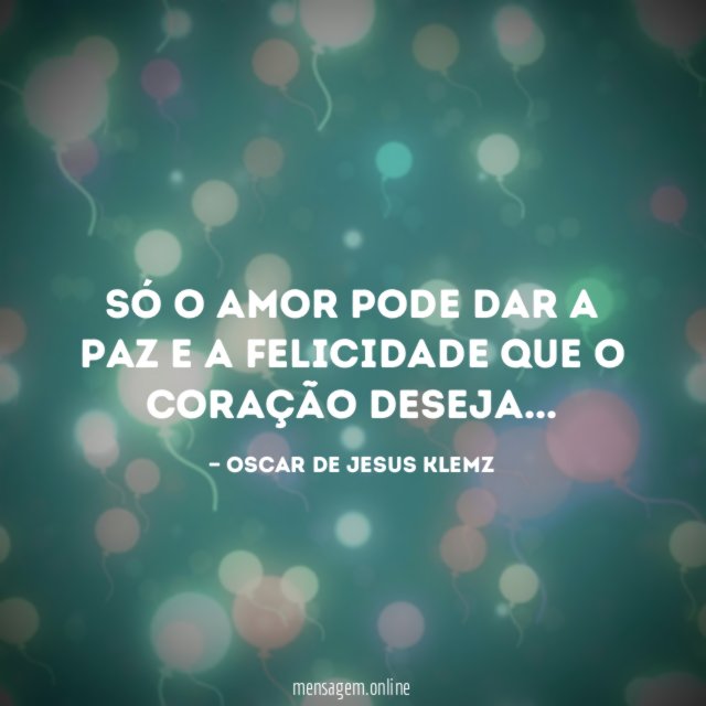 Só o amor pode dar a paz