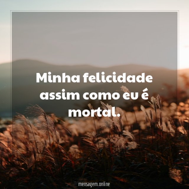 Minha felicidade assim como eu é mortal