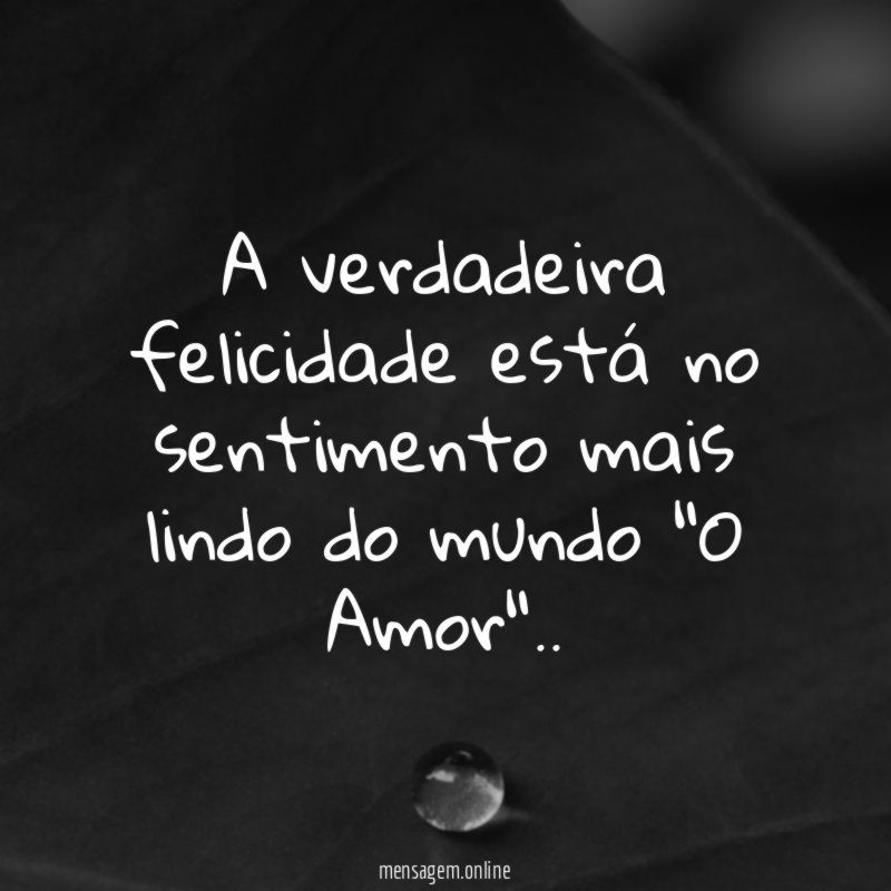 A verdadeira felicidade está no sentimento mais lindo do mundo "O Amor"