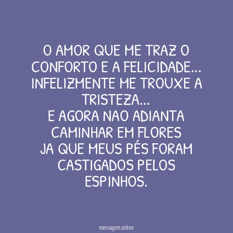 O AMOR QUE ME TRAZ O CONFORTO E A FELICIDADE