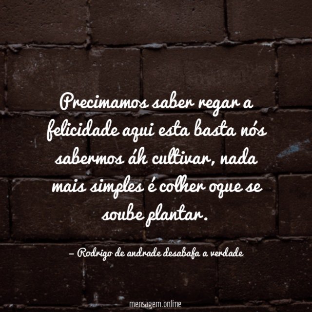 Precimamos saber regar a felicidade aqui esta basta