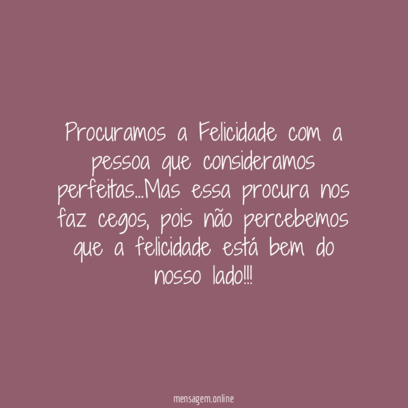 Procuramos a Felicidade com a pessoa que consideramos perfeitas