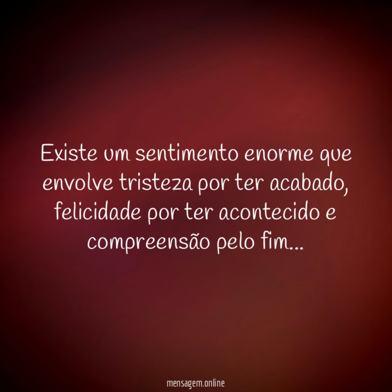 Existe um sentimento enorme que envolve tristeza por ter acabado