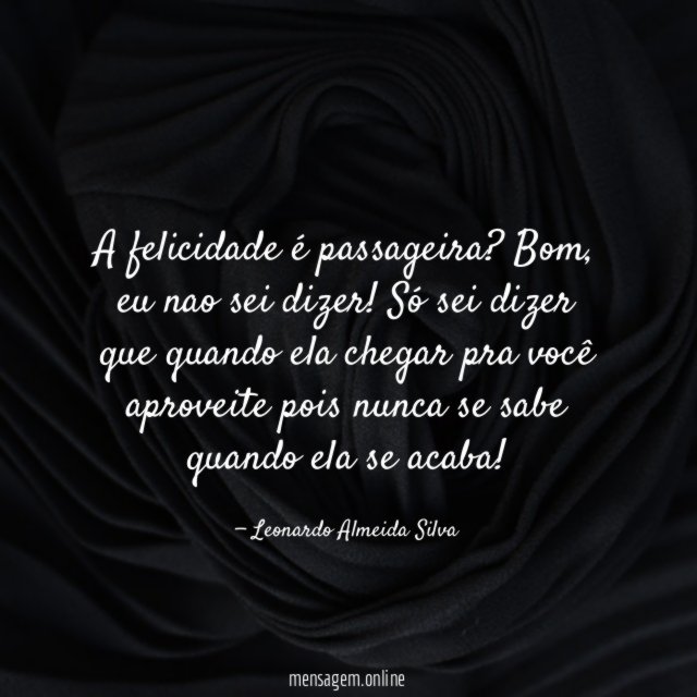 A felicidade é passageira