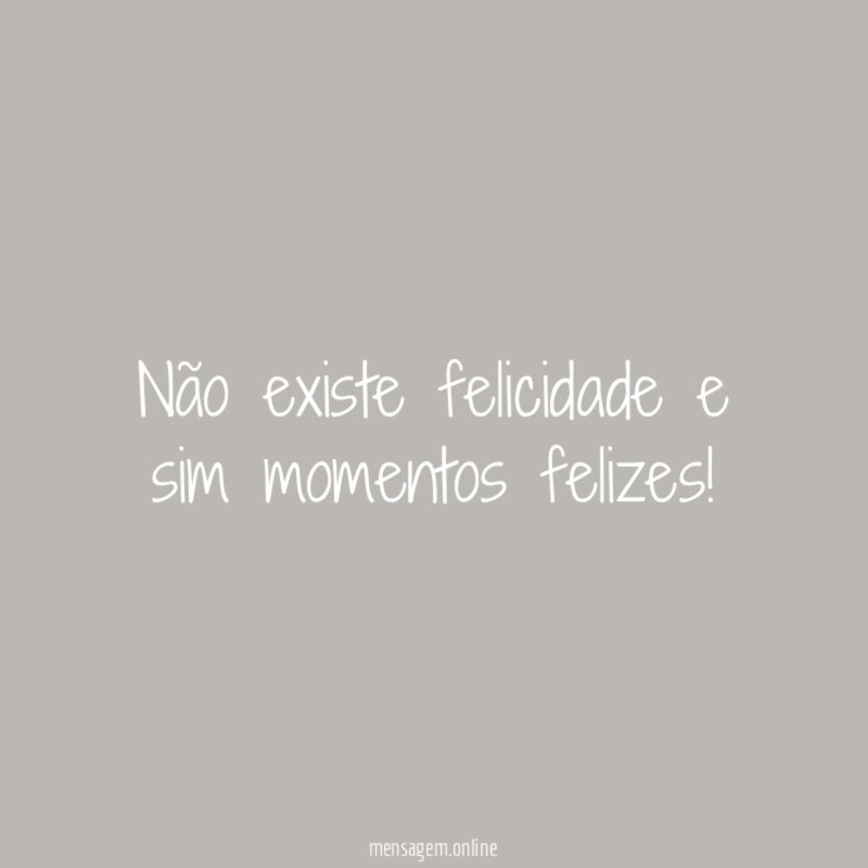 Não existe felicidade e sim momentos felizes