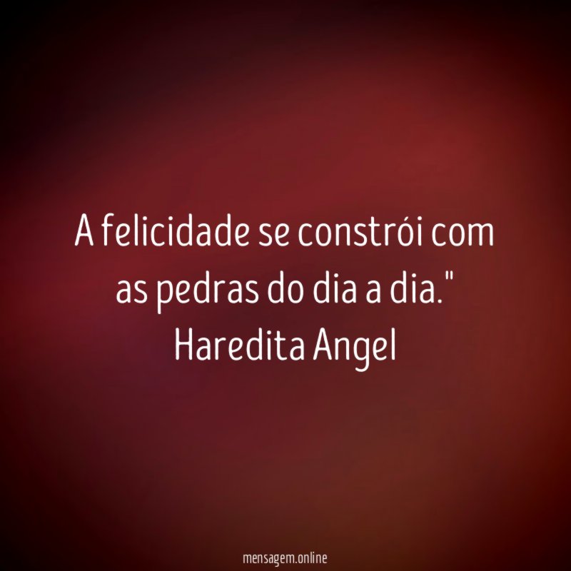 A felicidade se constrói com as pedras do dia a dia