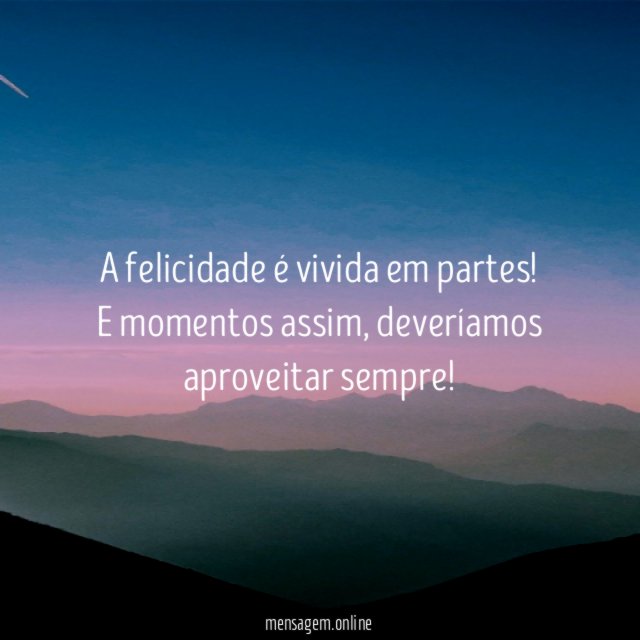 A felicidade é vivida em partes