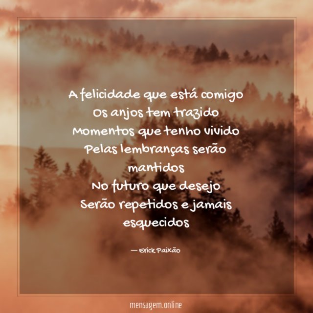 A felicidade que está comigo Os anjos tem trazido Momentos