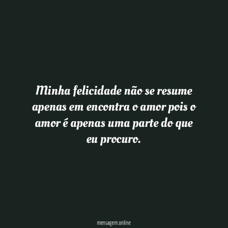 Minha felicidade não se resume apenas em encontra