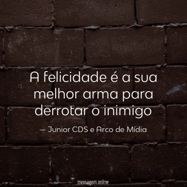 A felicidade é a sua melhor arma para derrotar o inimigo"