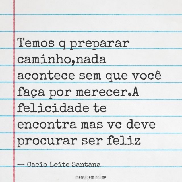 Temos q preparar caminho