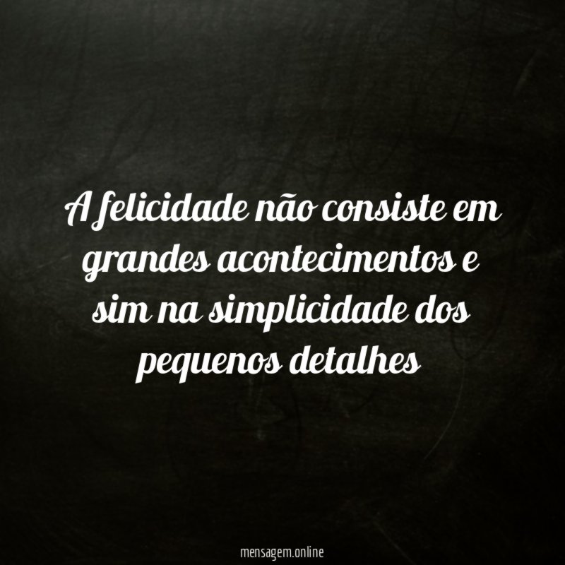 A felicidade não consiste em grandes acontecimentos