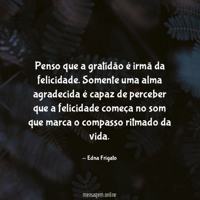 Penso que a gratidão é irmã da felicidade