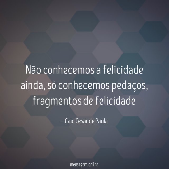 Não conhecemos a felicidade ainda