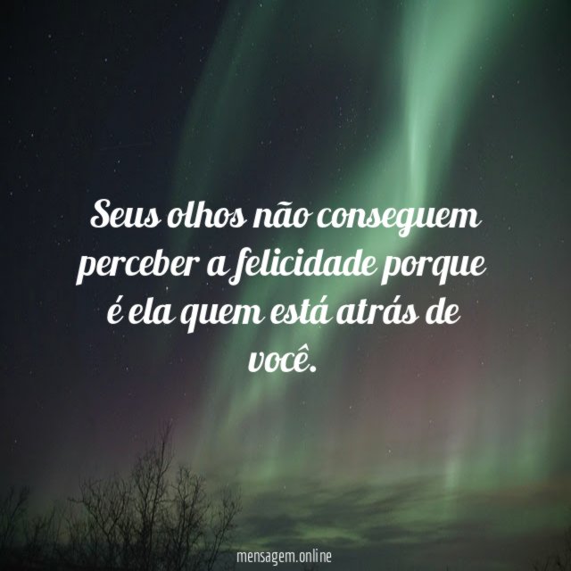 Seus olhos não conseguem perceber a felicidade porque