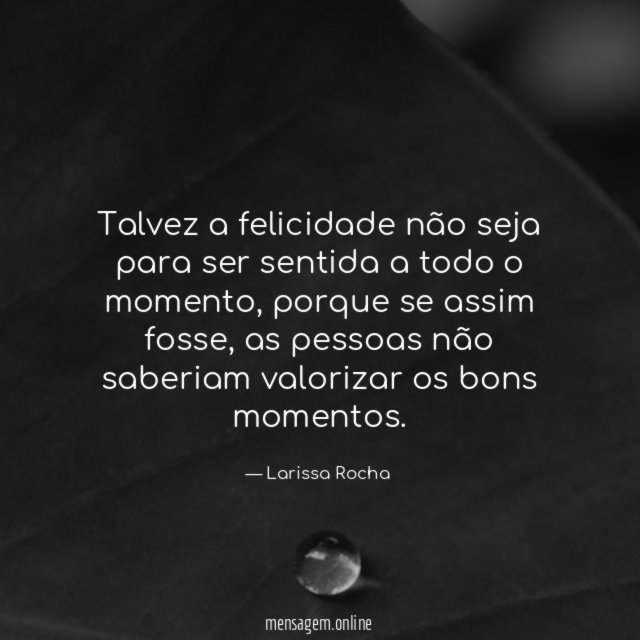 Talvez a felicidade não seja para ser sentida
