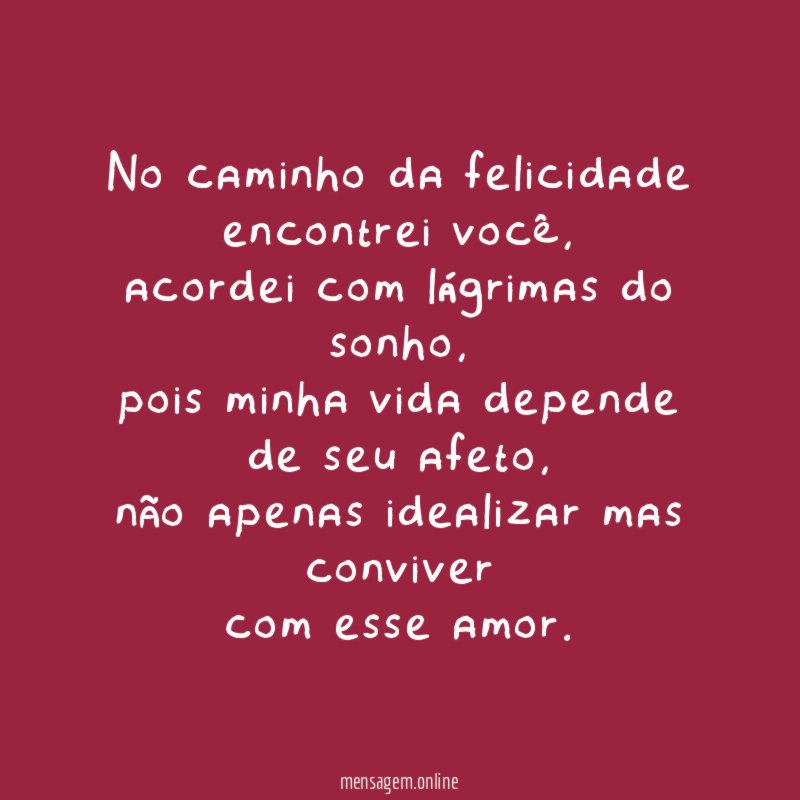 No caminho da felicidade encontrei você
