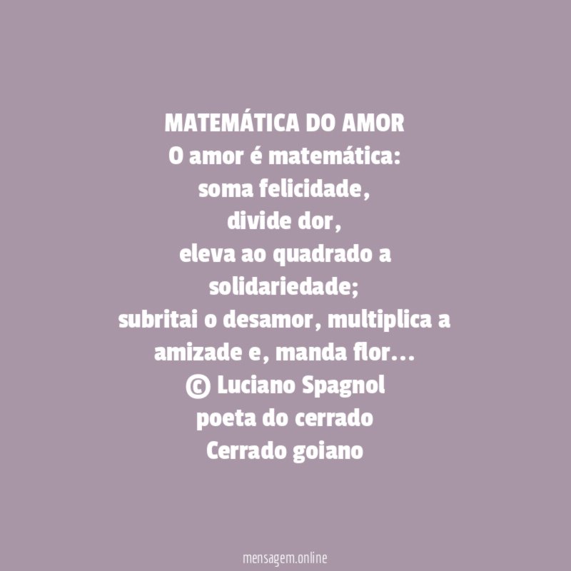 MATEMÁTICA DO AMOR