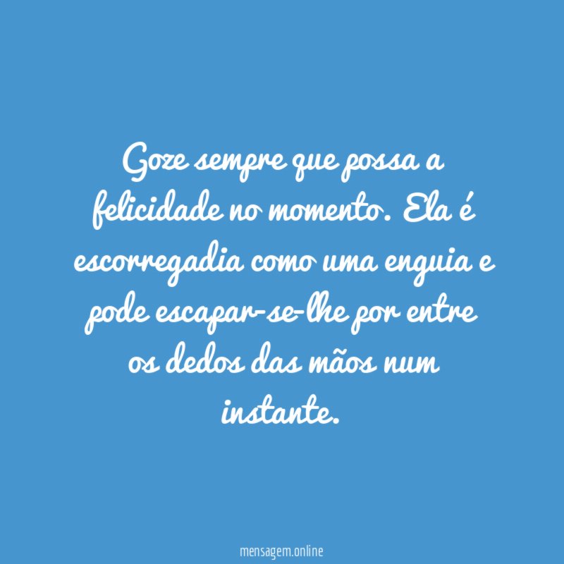 Goze sempre que possa a felicidade no momento