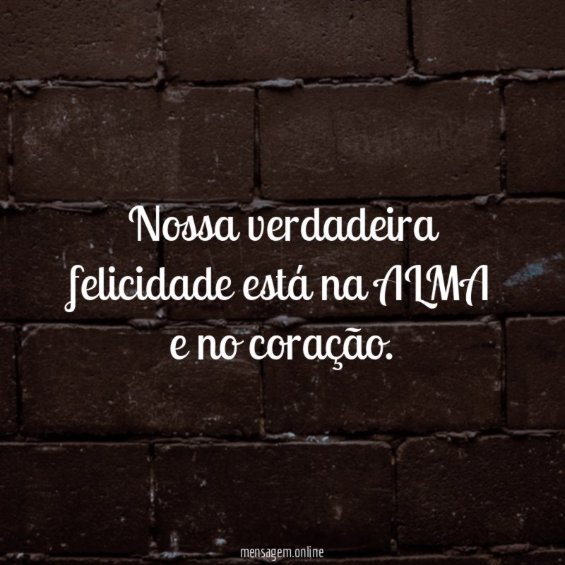 Nossa verdadeira felicidade está na ALMA e no coração