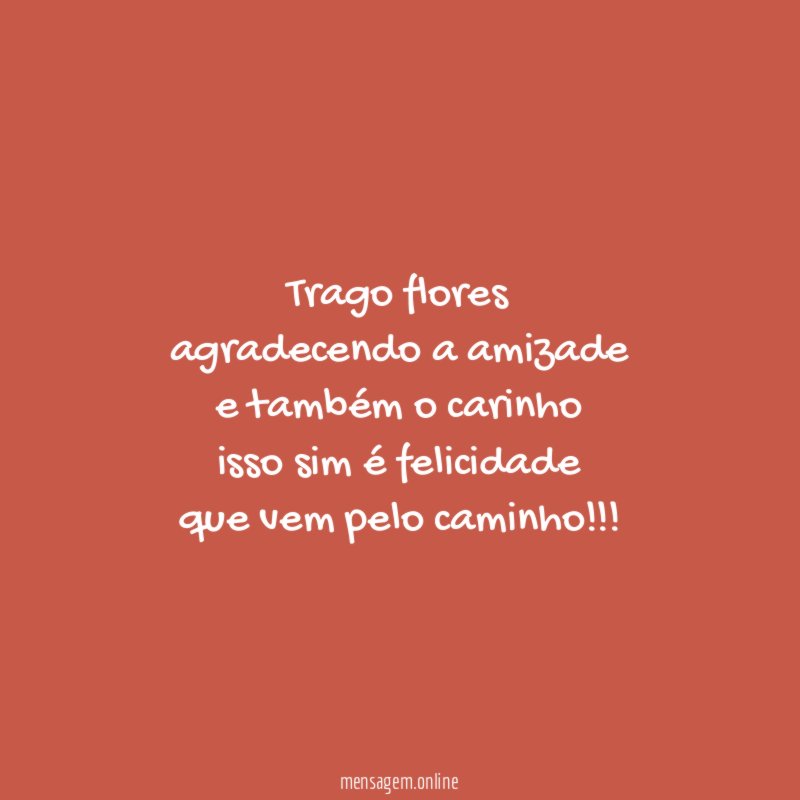 trago flores agradecendo a amizade e também o carinho isso sim