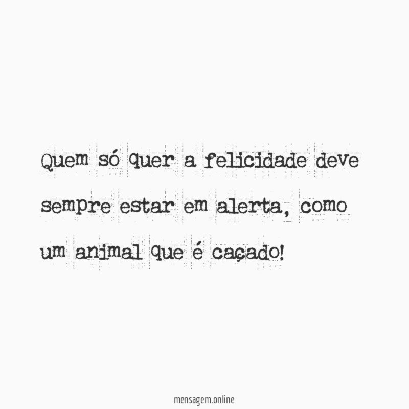 Quem só quer a felicidade deve sempre estar em alerta
