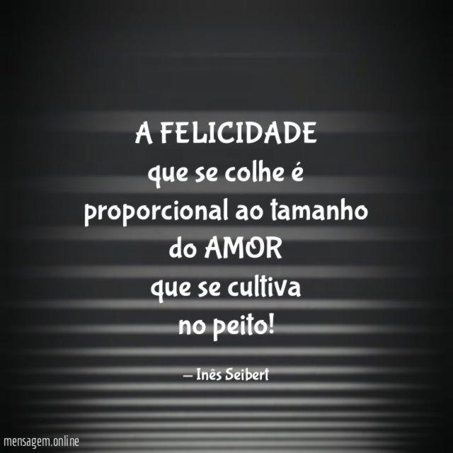 A FELICIDADE
que se colhe é
proporcional ao tamanho
do AMOR
que se cultiva
no peito!