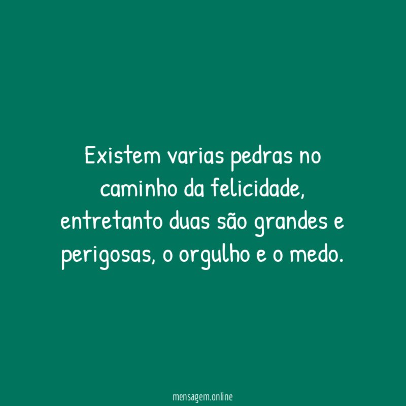 Existem varias pedras no caminho da felicidade