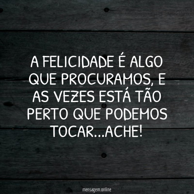 A FELICIDADE É ALGO QUE PROCURAMOS
