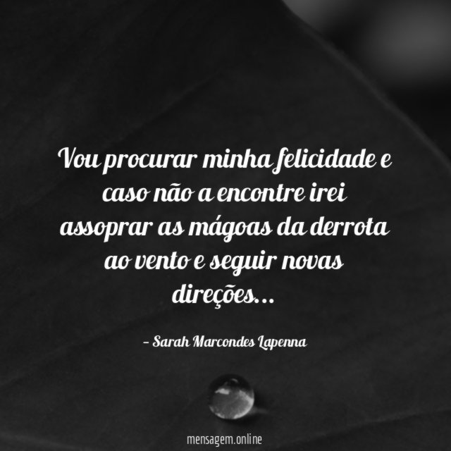 Vou procurar minha felicidade e caso não a