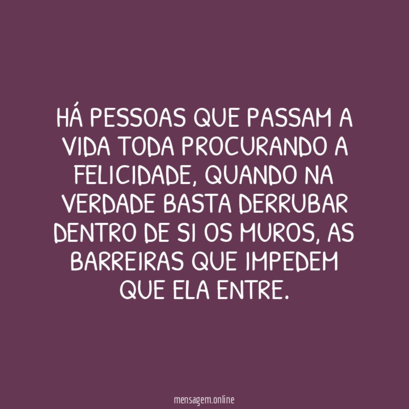 Há pessoas que passam a vida toda procurando a felicidade