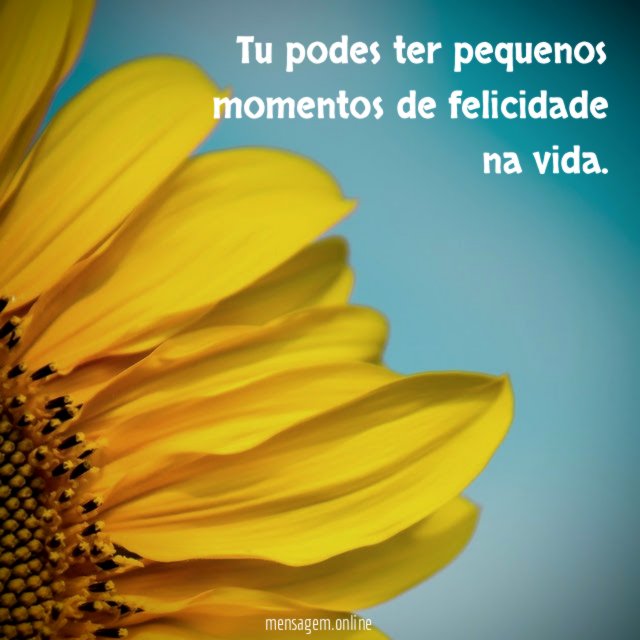 Tu podes ter pequenos momentos de felicidade na vida