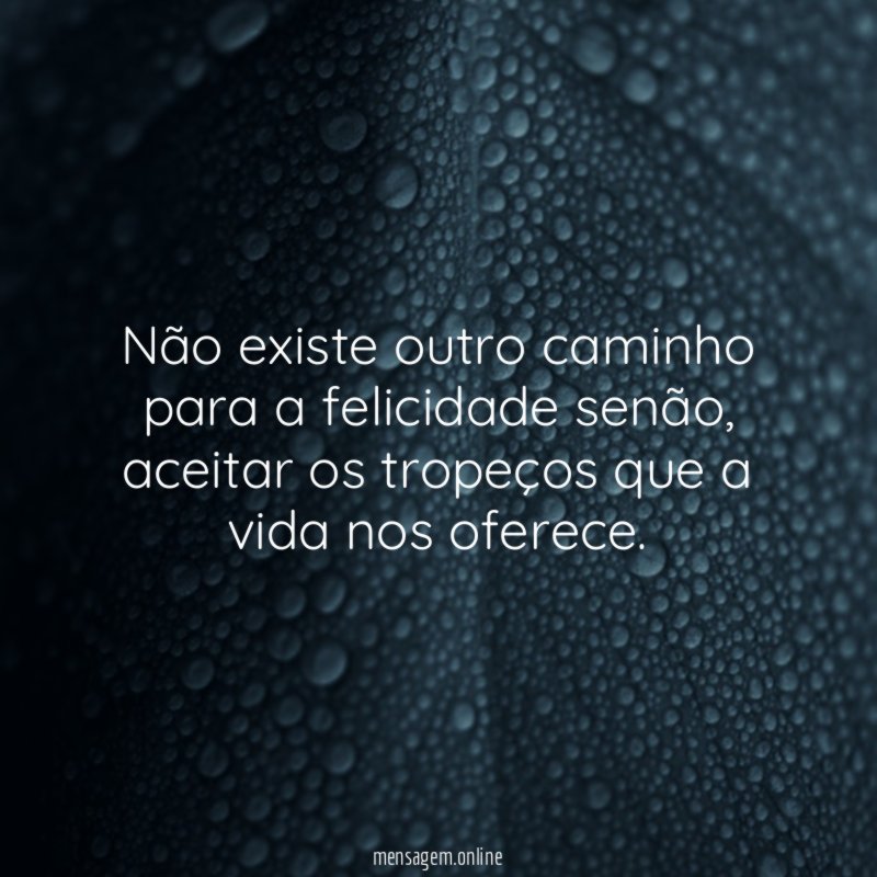 Não existe outro caminho para a felicidade senão