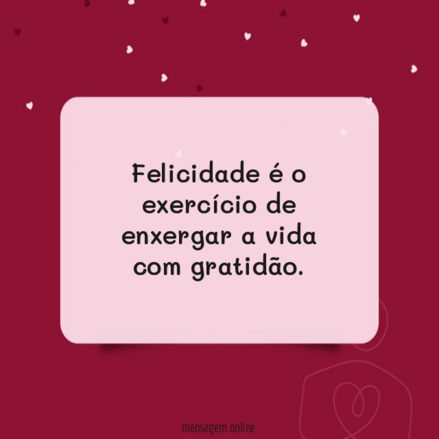 Felicidade é o exercício de enxergar a vida com gratidão