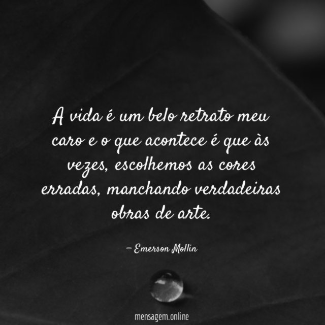 A vida é um belo retrato meu caro