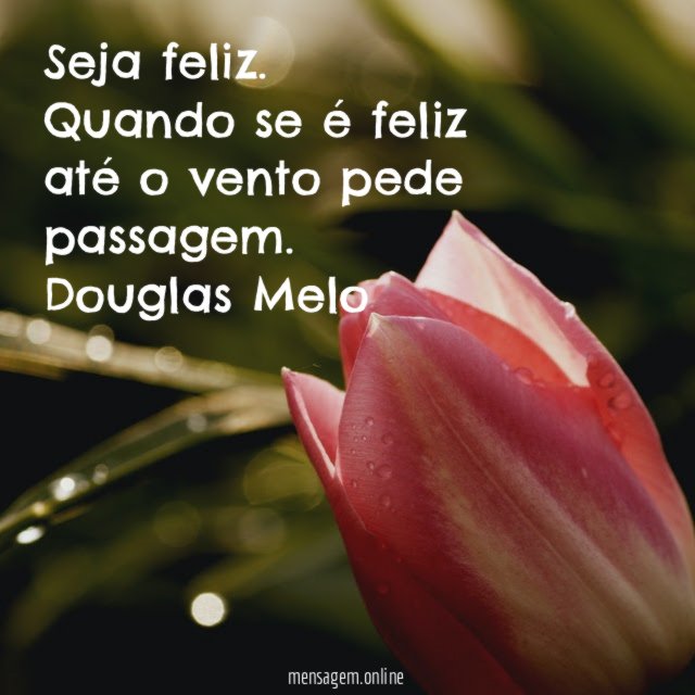 Seja feliz. Quando se é feliz até o vento pede passagem.