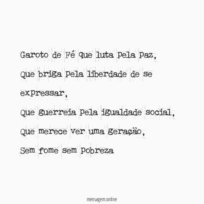 Garoto de Fé que luta pela paz