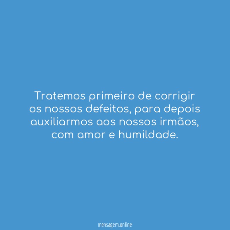 Tratemos primeiro de corrigir os nossos defeitos
