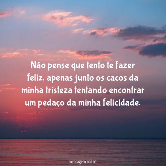 Não pense que tento te fazer feliz