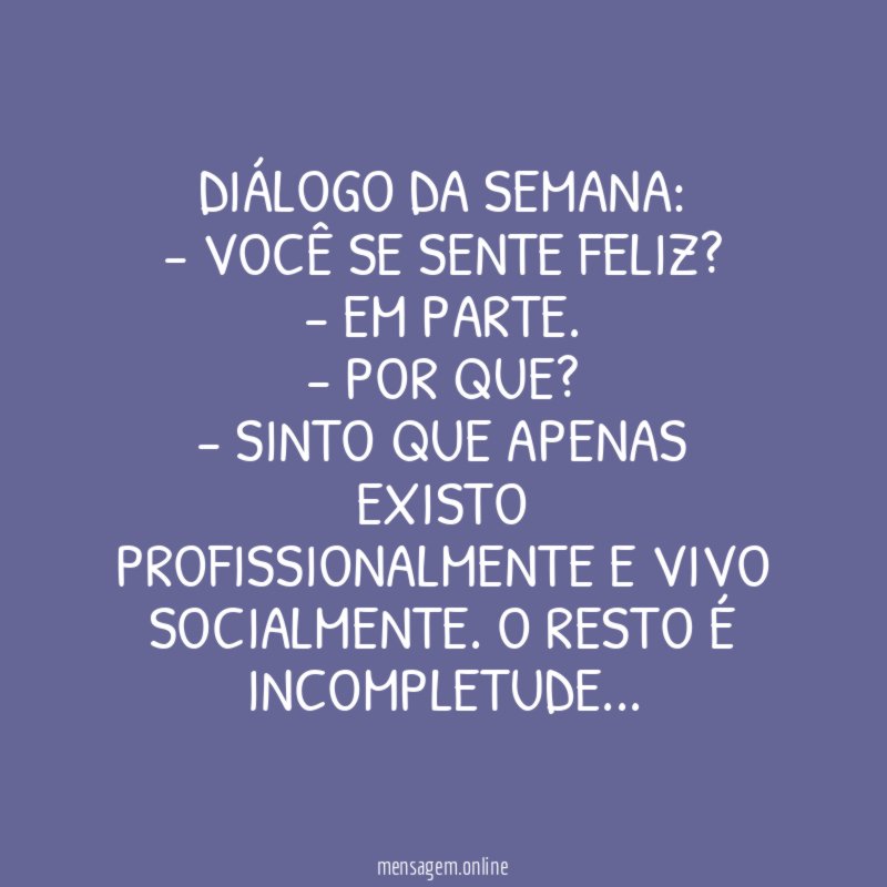 Diálogo da semana