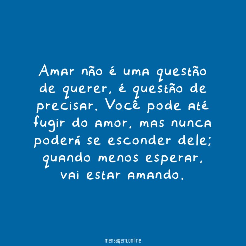 Amar não é uma questão de querer