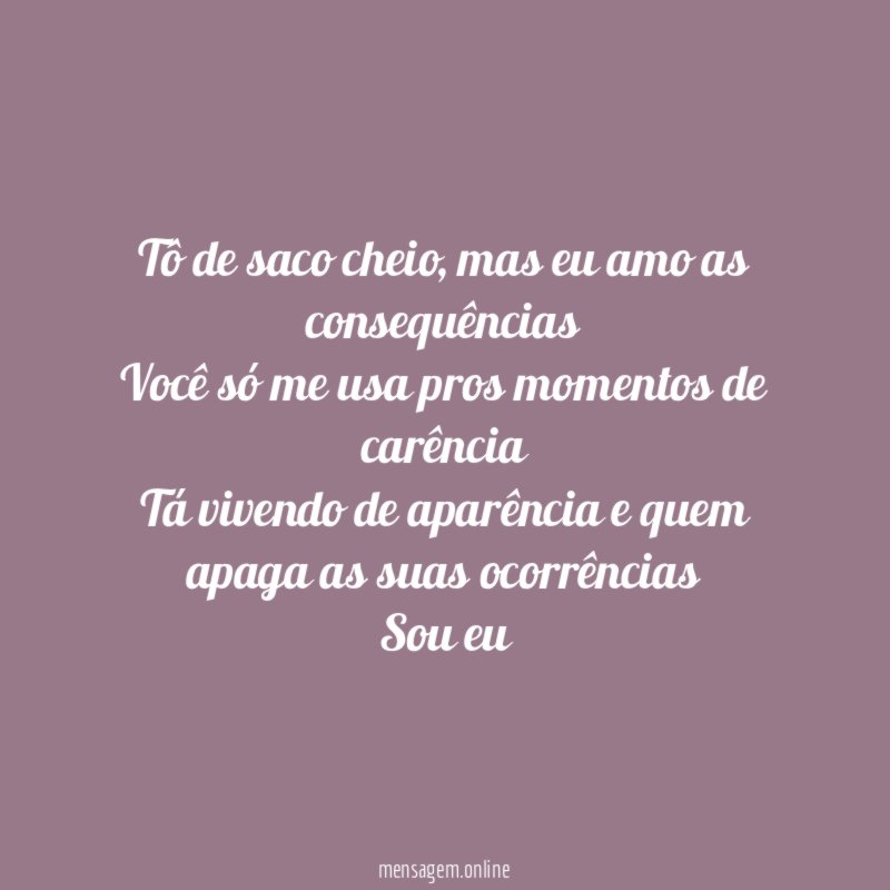 Tô de saco cheio