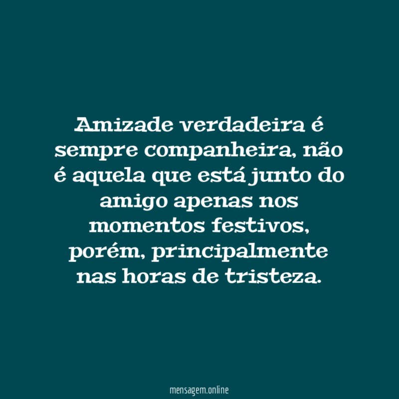 Amizade verdadeira é sempre companheira