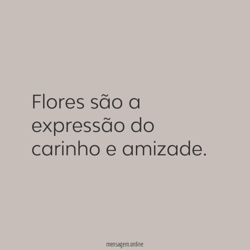 Flores são a expressão do carinho e amizade