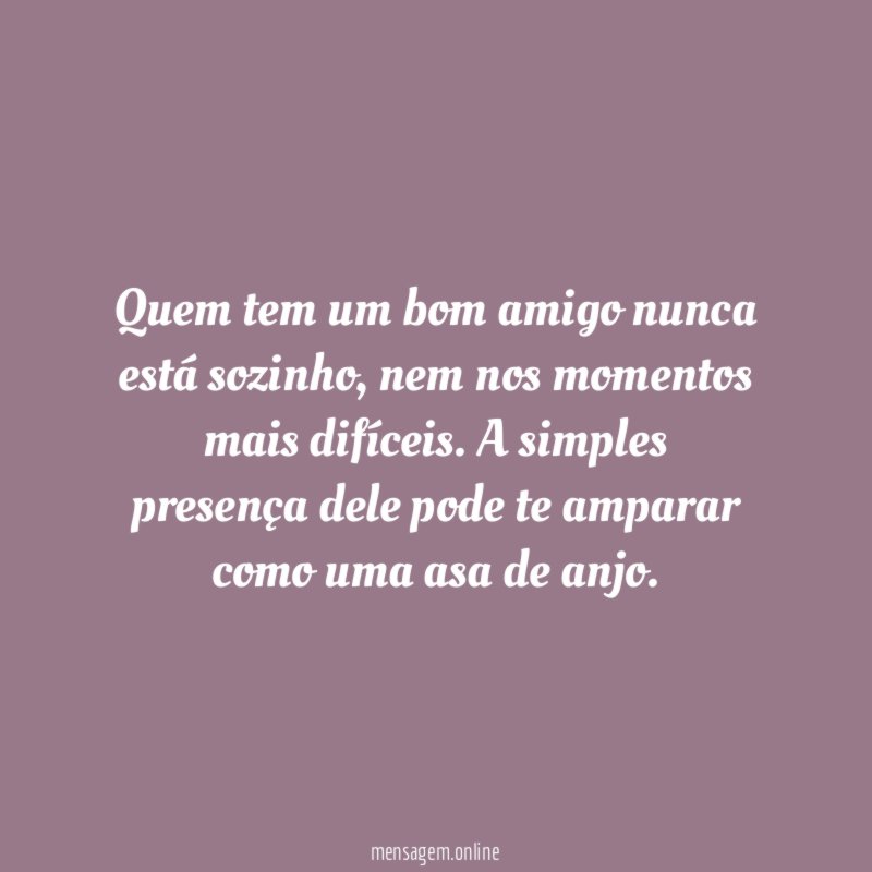 Quem tem um bom amigo nunca está sozinho